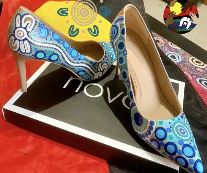Painted heels with custom Kalari Art design